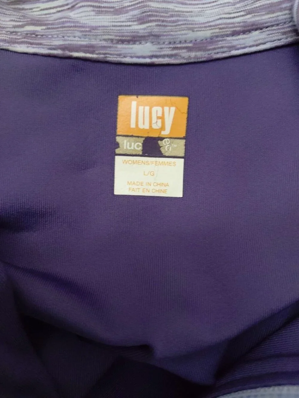 Lucy Tech Full Zip Athletic Track Jacket Vertical Zipper Pockets Large Purple